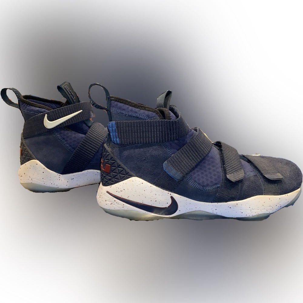 NIKE LEBRON AIR ZOOM, SIZE US MEN 11, DARK BLUE, VELCRO STRAPS